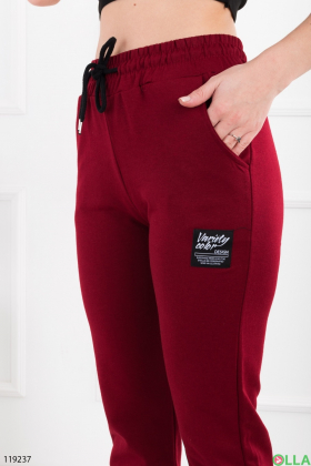 Жіночі бордові спортивні брюки-джогери