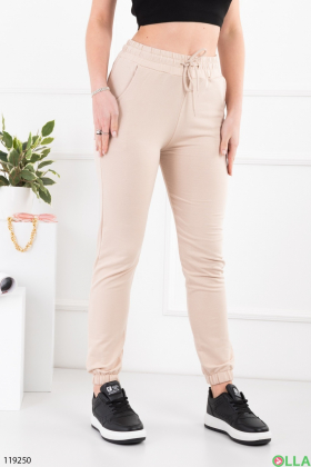 Жіночі світло-бежеві спортивні брюки-джогери
