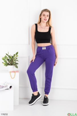 Женские фиолетовые спортивные брюки-джоггеры