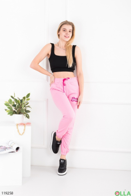Женские розовые спортивные брюки-джоггеры