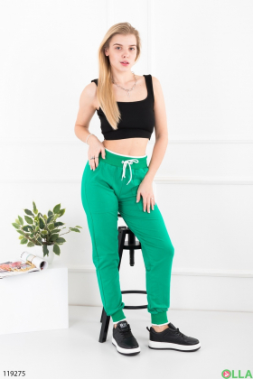 Жіночі зелені спортивні брюки-джогери