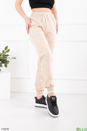 Жіночі світло-бежеві спортивні брюки-джогери