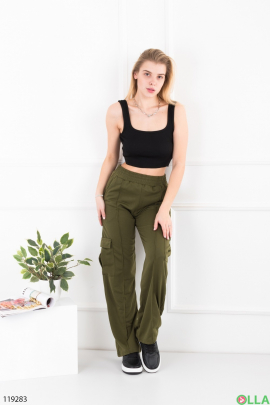 Women's green sweatpants cargo pants