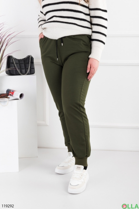 Жіночі зелені спортивні брюки-джогери батал