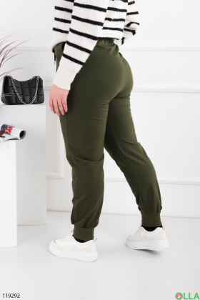 Жіночі зелені спортивні брюки-джогери батал