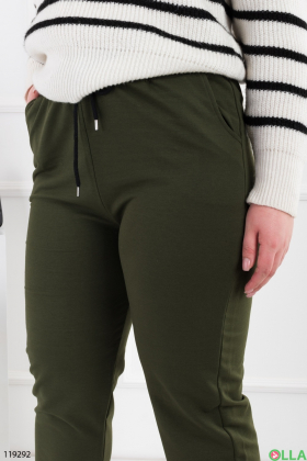 Женские зеленые спортивные брюки-джоггеры батал