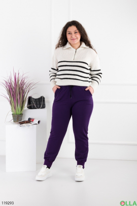 Женские фиолетовые спортивные брюки-джоггеры батал