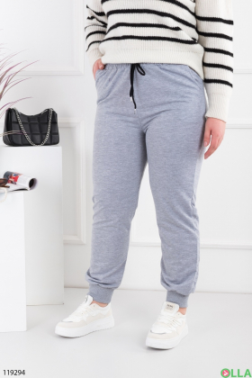 Жіночі сірі спортивні брюки-джогери батал