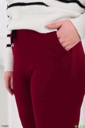 Women's burgundy batal jogger pants