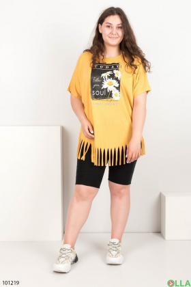 Women's yellow t-shirt with fringes