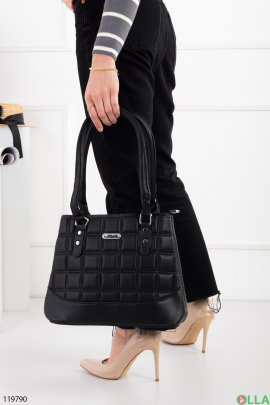 Жіноча чорна сумка з екошкіри