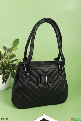 Жіноча чорна сумка з екошкіри.