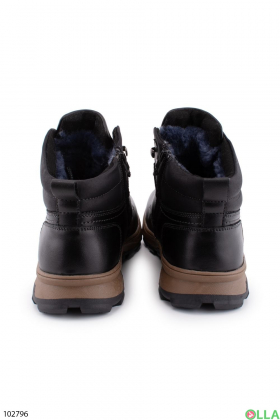 Мужские зимние черные ботинки из натуральной кожи
