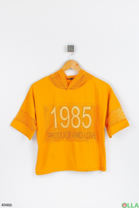 Women's orange hooded T-shirt