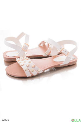 White sandals with rhinestones