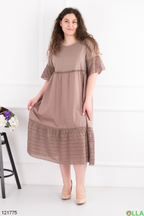 Женское коричневое платье батал