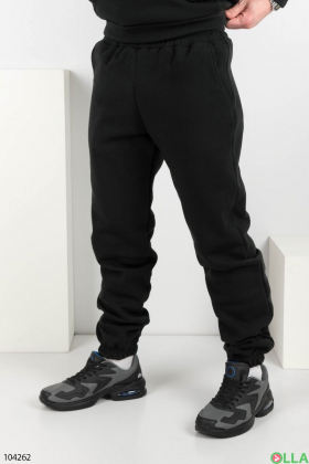 Чоловічий чорний спортивний костюм на флісі
