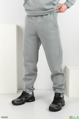 Мужской серый спортивный костюм на флисе
