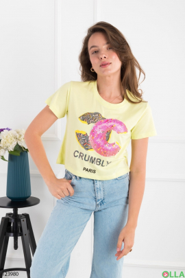 Женская салатовая футболка с принтом
