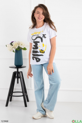 Women's white T-shirt with print