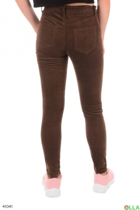 Жіночі коричневі велюрові штани