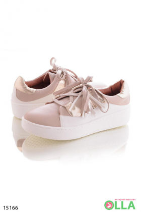 Beige lace-up sneakers