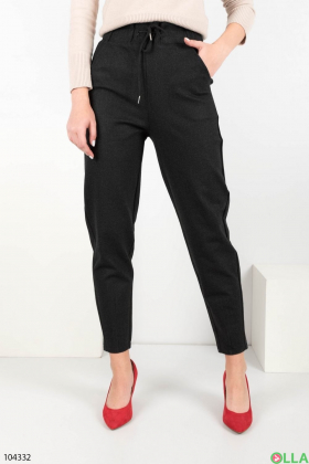 Women's dark gray banana trousers with fleece