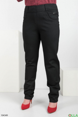 Жіночі темно-сірі класичні брюки на флісі