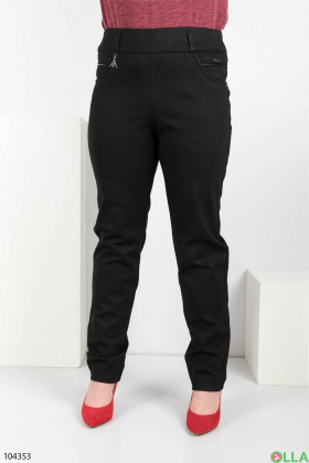 Женские черные классические брюки на флисе