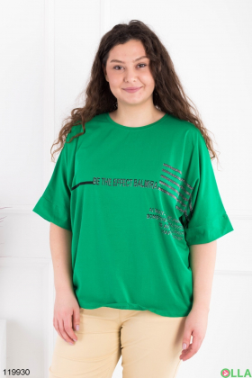 Женская зеленая футболка батал