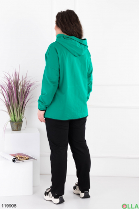 Женский черно-зеленый спортивный костюм батал