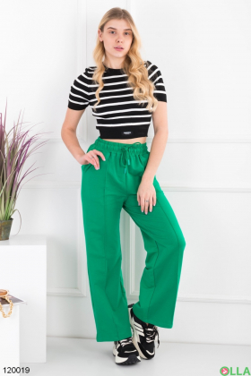Женские зеленые спортивные брюки-палаццо