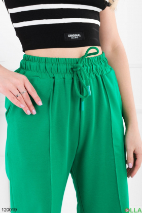 Жіночі зелені спортивні брюки-палаццо