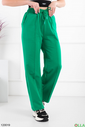 Женские зеленые спортивные брюки-палаццо