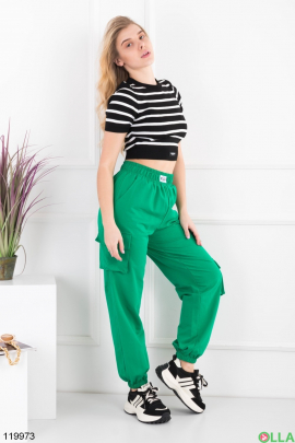Жіночі зелені спортивні брюки-карго