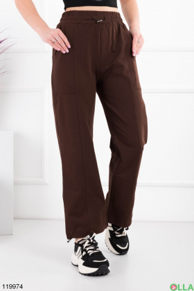 Жіночі коричневі спортивні брюки-палаццо