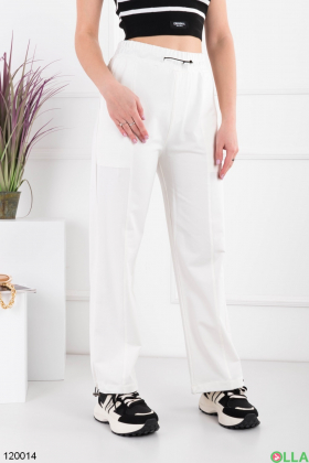 Женские белые спортивные брюки-палаццо