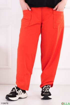 Женские оранжевые спортивные брюки-бананы батал