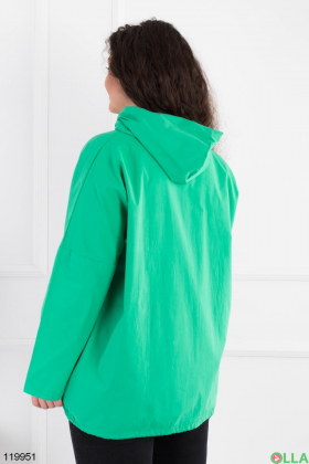 Жіноча зелена куртка-вітрівка батал