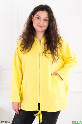 Женская желтая куртка-ветровка батал