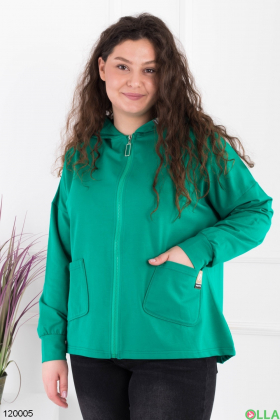 Жіноча зелена куртка-вітрівка батал