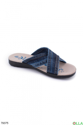Men's blue denim flip flops