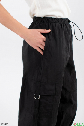 Жіночі чорні штани-карго