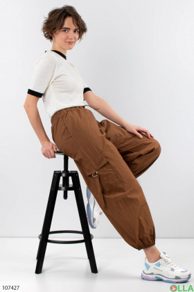 Жіночі коричневі штани-карго
