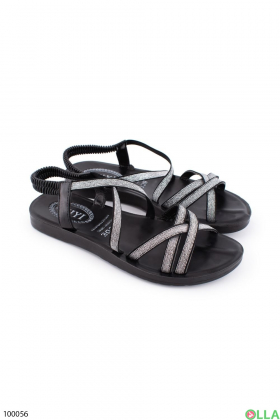 Women's black and silver sandals