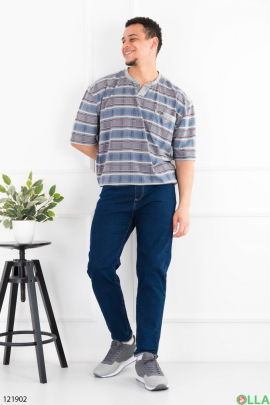 Men's gray-blue striped batal T-shirt