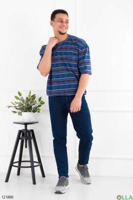Men's blue striped batal T-shirt