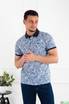 Men's blue polo with print