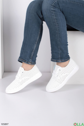 Women's white perforated sneakers