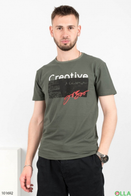 Чоловіча футболка кольору хакі з малюнком